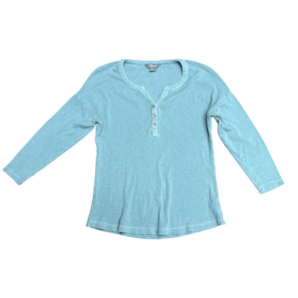 Natural Reflection Women's Size S Long Sleeve Ribbed Henley Top